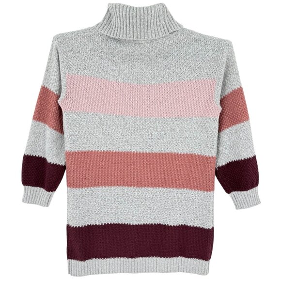 By & By Women's Pullover Striped Knit Grey/Pink Turtleneck Long Sweater XXL NWT - Picture 2 of 11